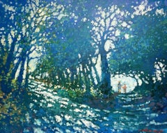 On the Trail in Hampstead Heath - contemporary impressionism London oil painting