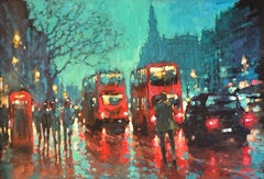 Rain on the Strand - contemporary impressionism London painting