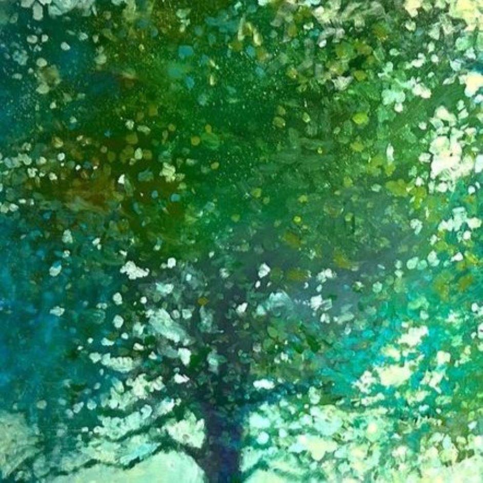 Mattina di primavera a Regents Park - quadro ad olio di Londra in stile impressionista contemporaneo - Painting di David Hinchliffe