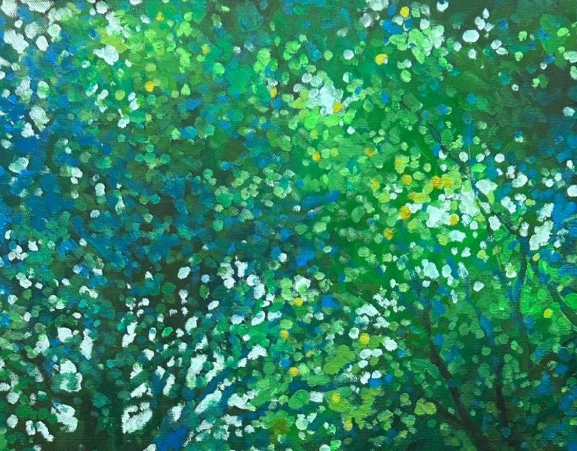 Study for Green Park - contemporary impressionism London oil painting - Contemporary Painting by David Hinchliffe