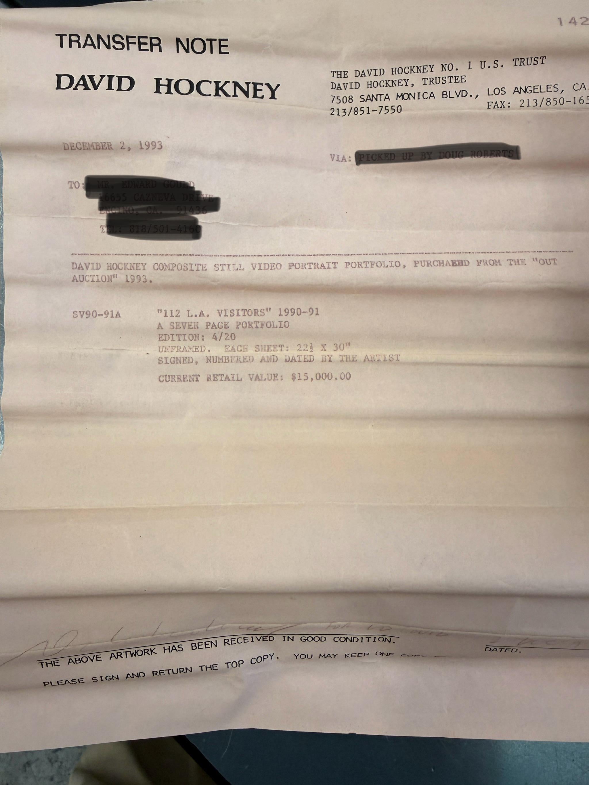 David Hockney 112 L.A. Besucher Folio 7 Lithos & Titelblatt Ed 20 Orig Quittung im Angebot 13