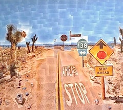 David Hockney 1986 Pear Blossom Highway Cartel litográfico original de la exposición