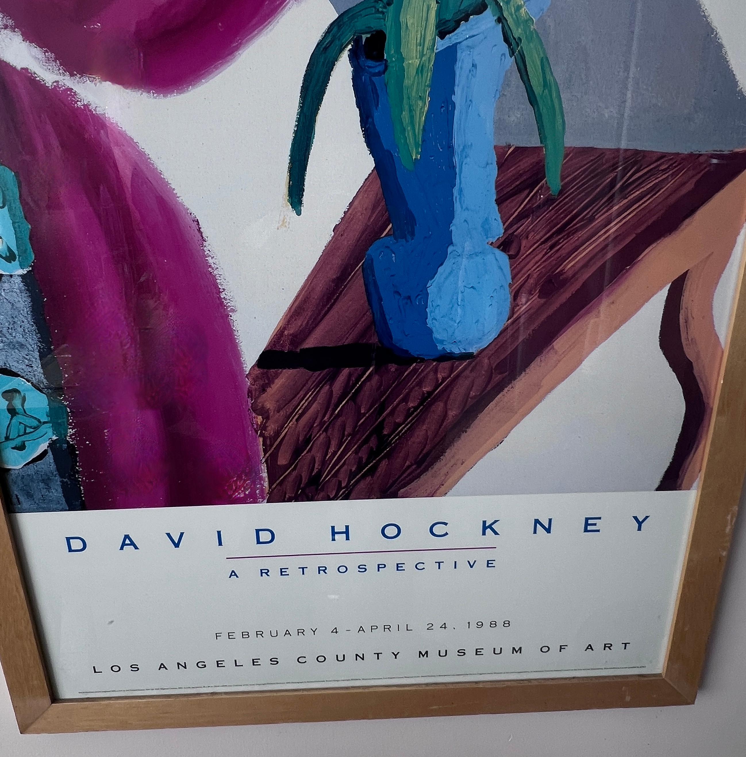 Wood David Hockney Framed Lithograph Print Poster for 1988 LACMA Retrospective