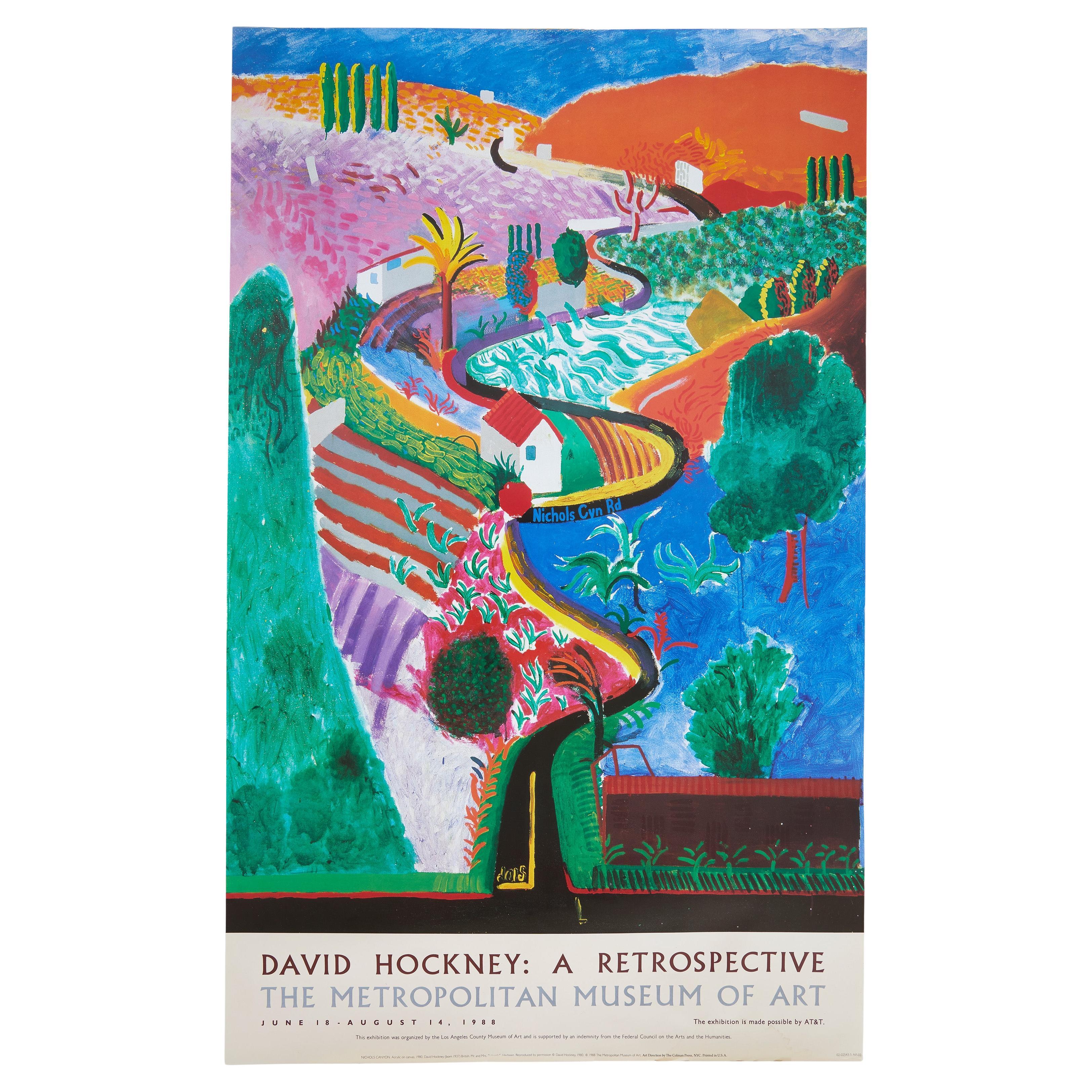 David Hockney 1988 poster for David Hockney: A Retrospective at The Metropolitan For Sale