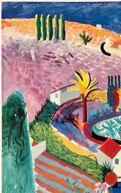 DAVID HOCKNEY - UNA RETROSPECTIVA - NICHOLS CANYON - Cartel vintage original del MOMA