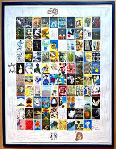 Vintage Visual Aid for Band Aid, print designed and hand signed by 104 renowned artists