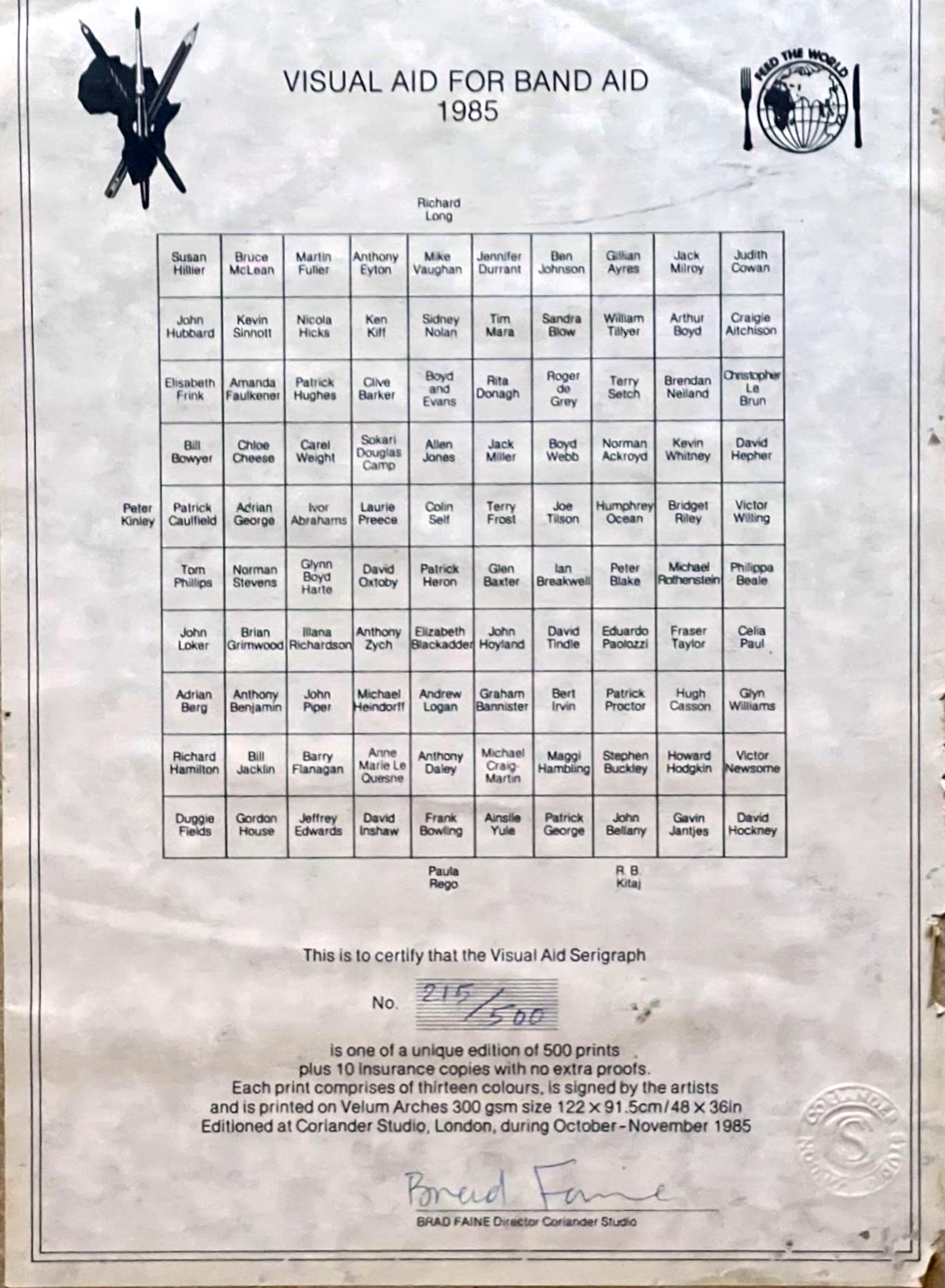 Visual Aid for Band Aid SIGNED 104 British artists: David Hockney, Bridget Riley For Sale 7