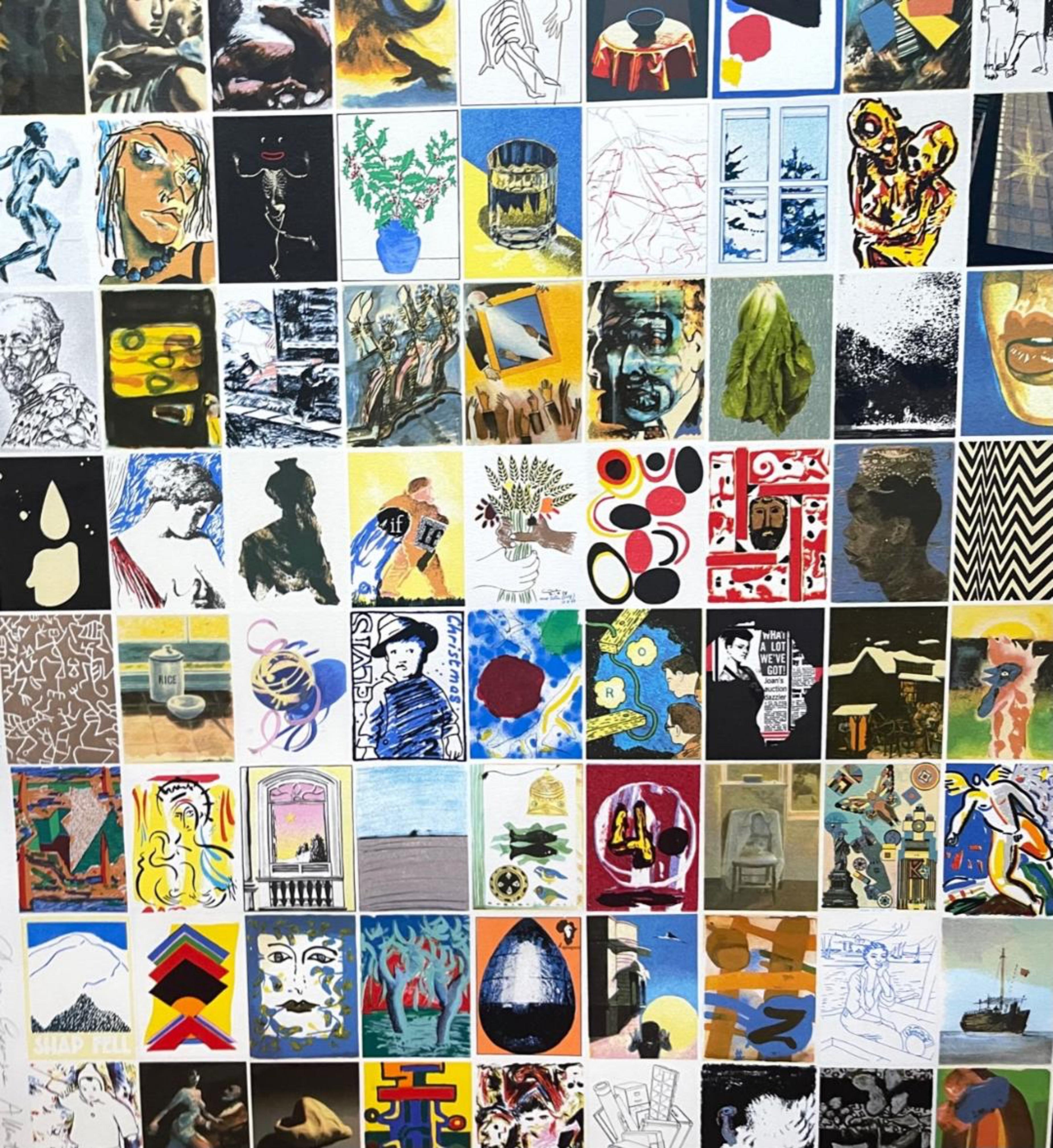 Visual Aid for Band Aid SIGNED 104 British artists: David Hockney, Bridget Riley - Contemporary Print by David Hockney, Bridget Riley, Joe Tilson, Howard Hodgkin, Peter Blake + 99 artists