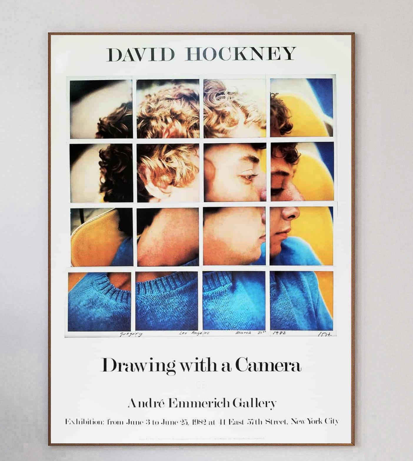 This wonderful poster promotes the David Hockney exhibition 