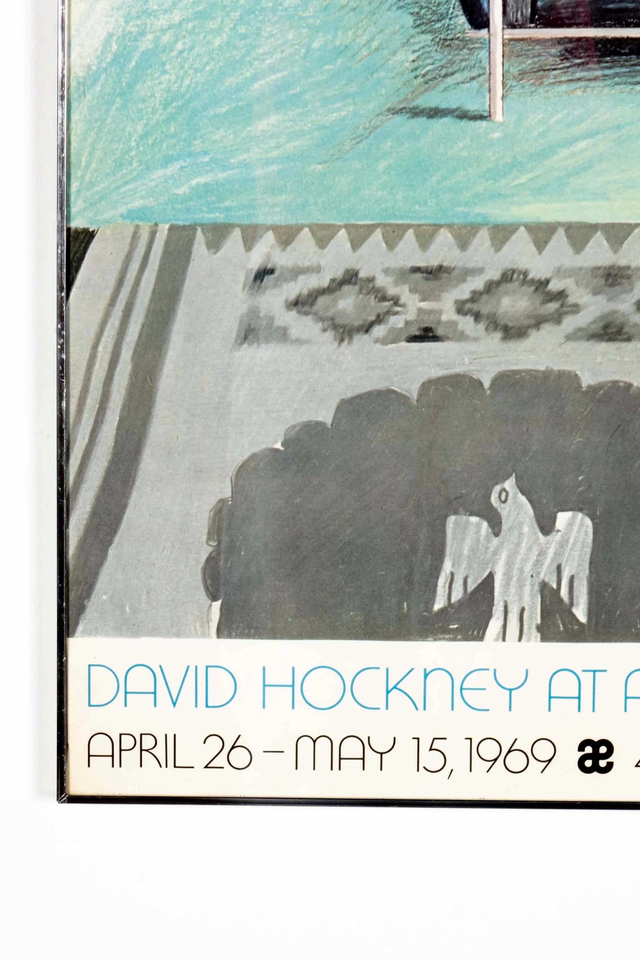 Post-Modern David Hockney Exhibition Print, framed For Sale