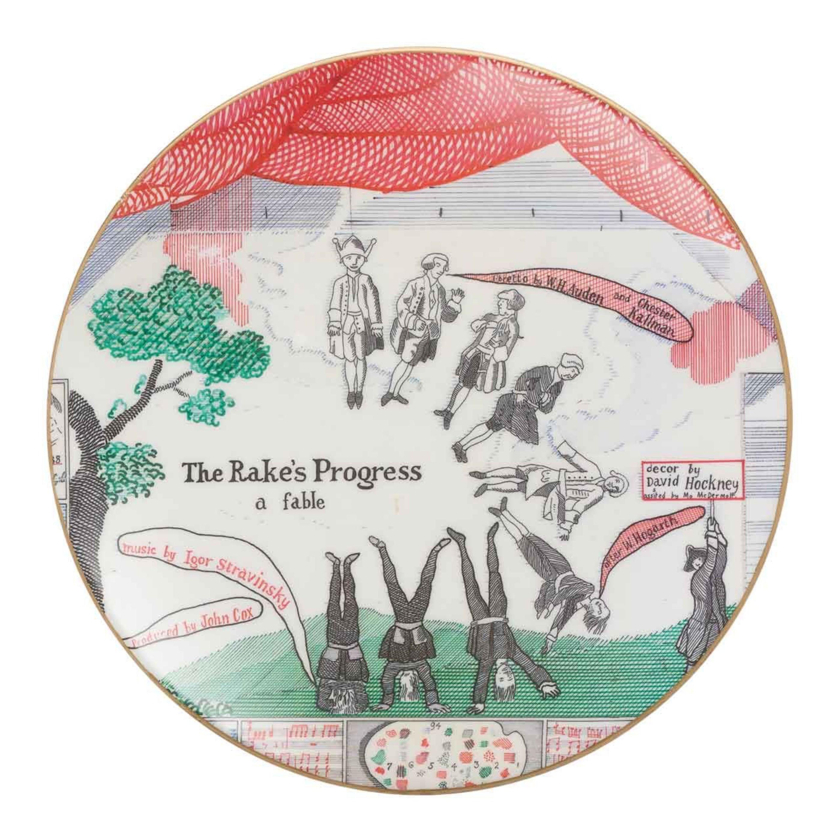 The Rake's Progress - nuovo piatto in ceramica in una scatola su misura disegnata da Hockney nel Regno Unito