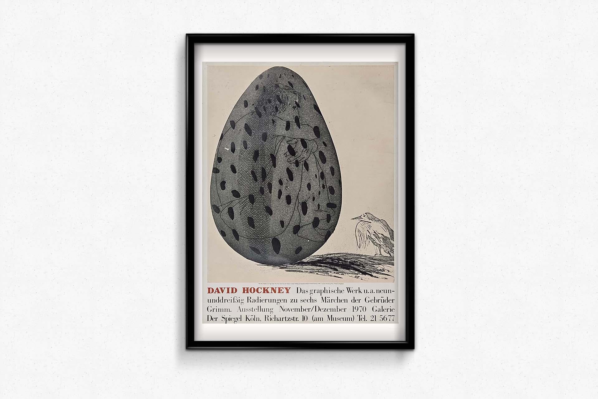 Affiche d'exposition originale de David Hockney The Boy Hidden in an Egg, 1970 en vente 1