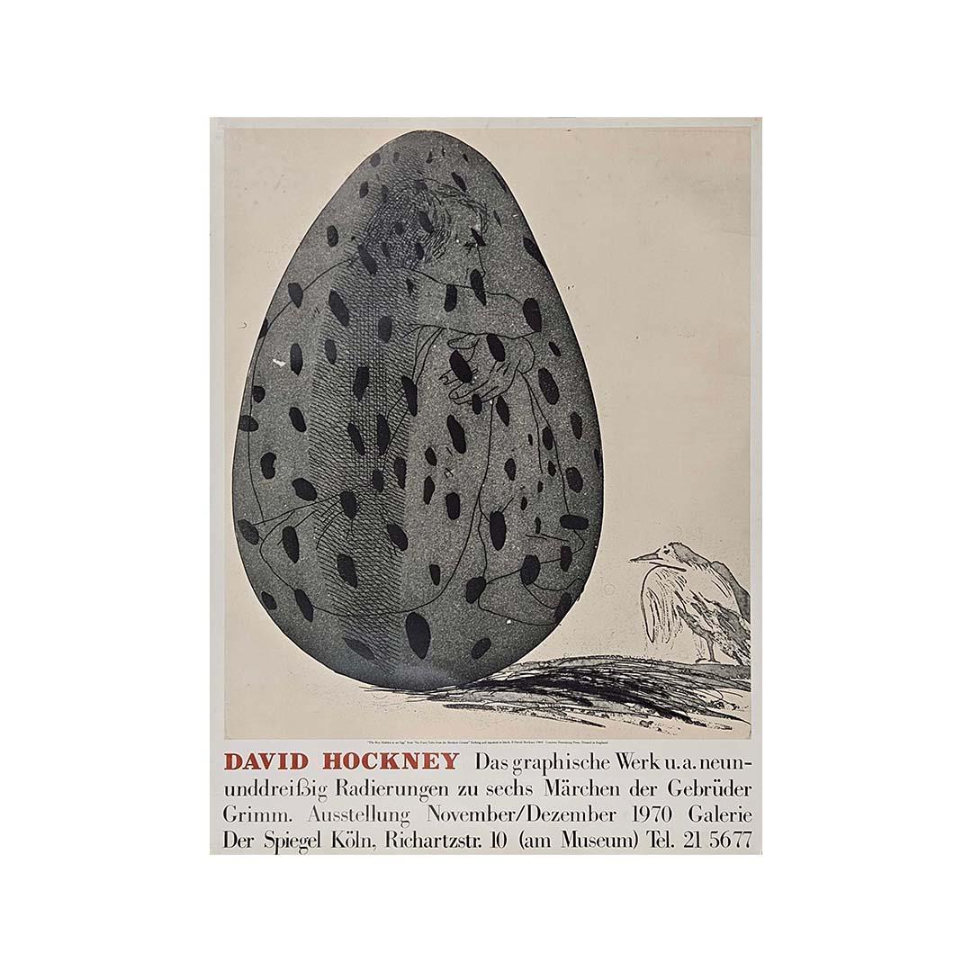 1970 original exhibition poster by David Hockney The Boy Hidden in an Egg For Sale 2