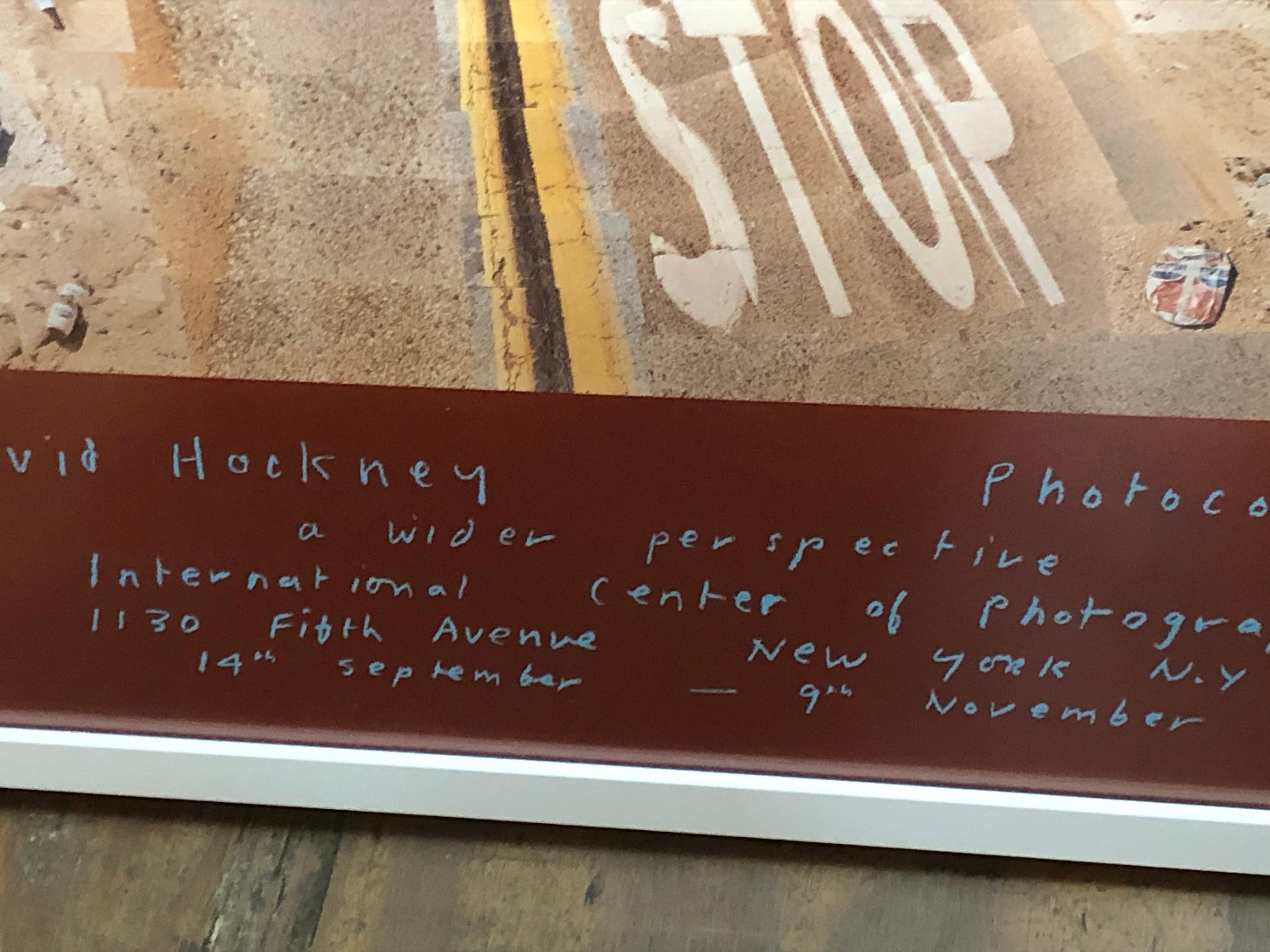 1986 David Hockney 'Pearblossom Highway gerahmt' Pop Art Blau, Orange Offset 10