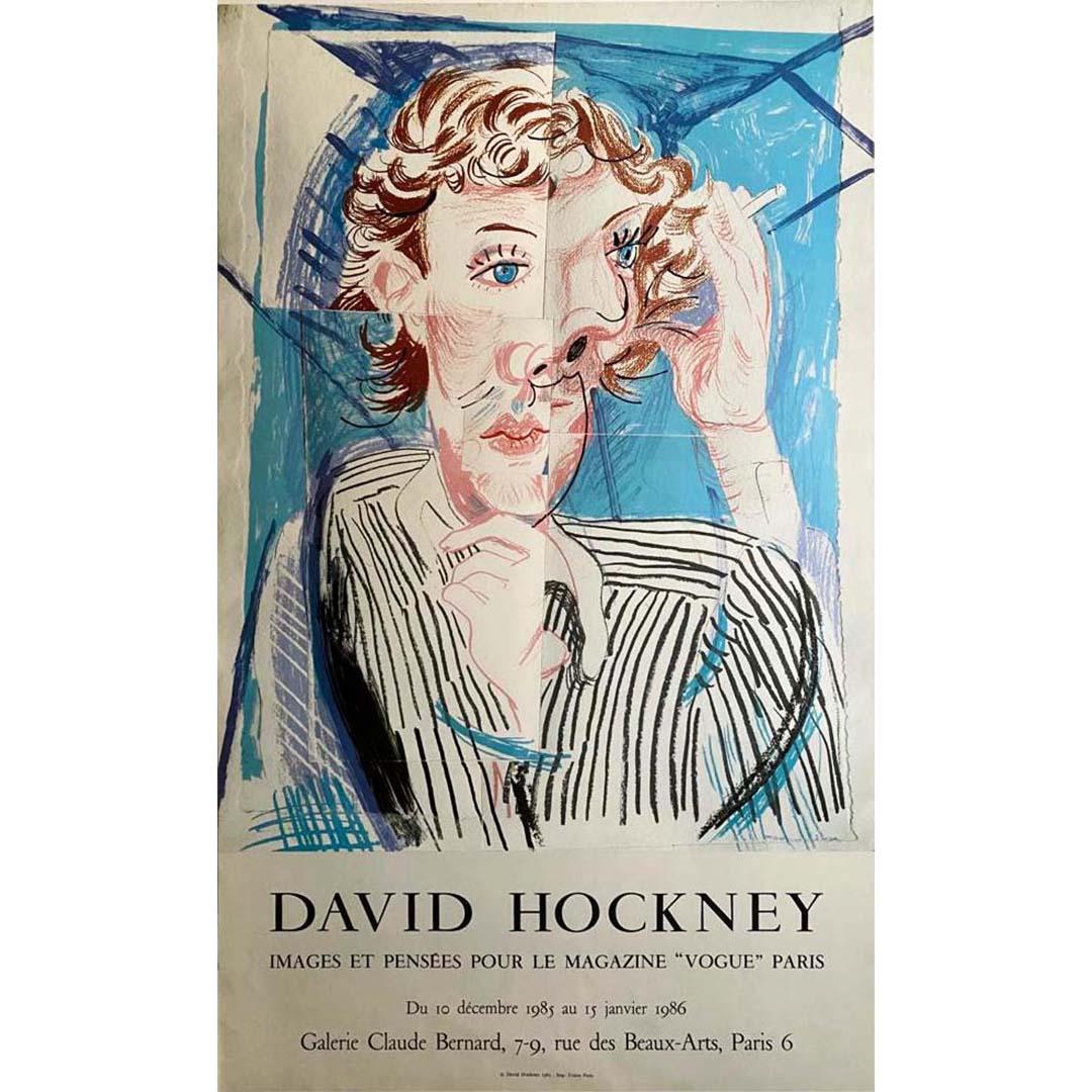 Affiche originale de David Hockney, Images and thoughts pour le magazine Vogue, 1986 en vente 1