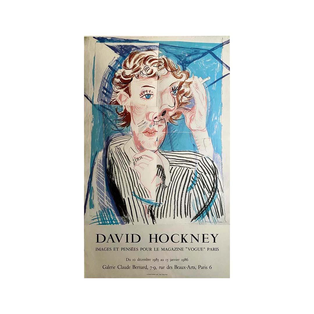 Très belle affiche originale de David Hockney, Images and thoughts pour le magazine Vogue à la galerie Claude Bernard. David Hockney est né en 1937 à Bradford, au Royaume-Uni. Il vit et travaille entre sa province natale du Yorkshire et Kensington à