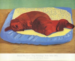 Vintage 1995 After David Hockney 'Dog Painting 43' Pop Art Offset Lithograph