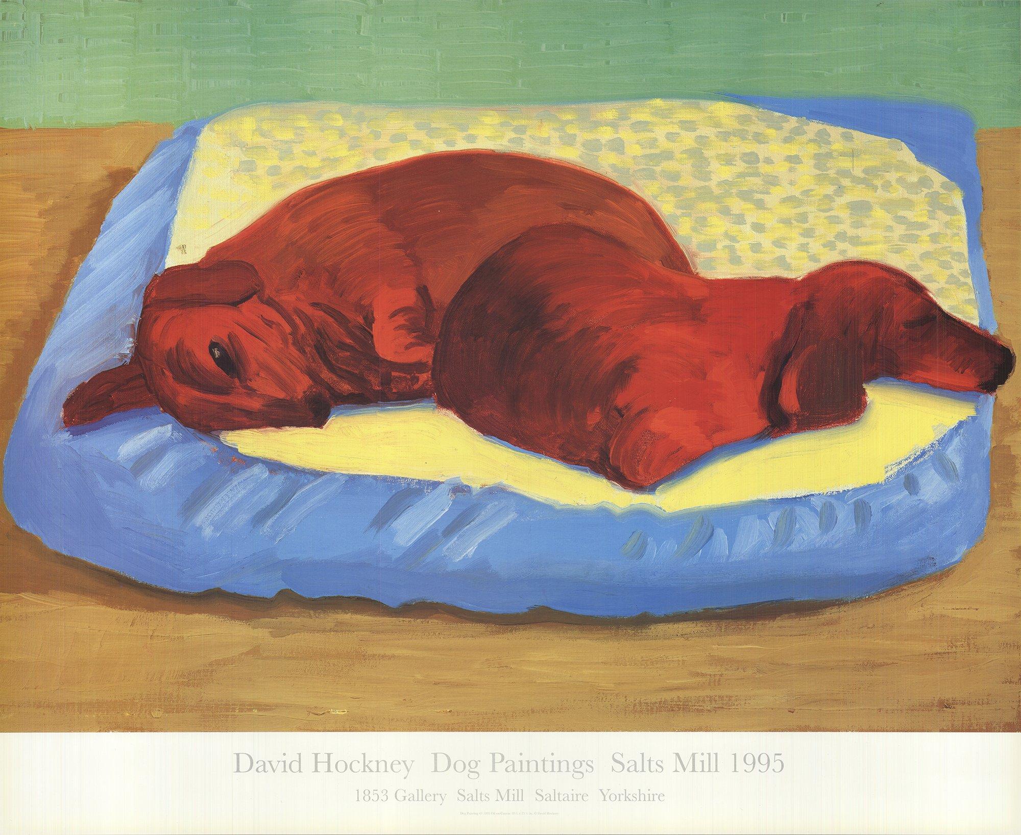 1995 Nach David Hockney 'Dog Painting 43' Pop Art Vintage