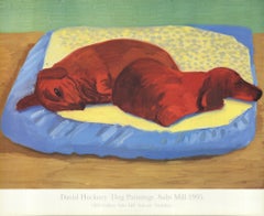 Vintage 1995 After Hockney 'Dog Painting 43' Pop Art United Kingdom Offset Lithograph