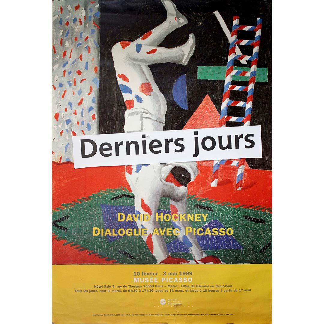 The 1999 original exhibition poster by David Hockney, titled Arlequin - Dialogue avec Picasso, marks a significant artistic exchange between two of the most influential figures in modern art. Created to promote the exhibition held at the Musée