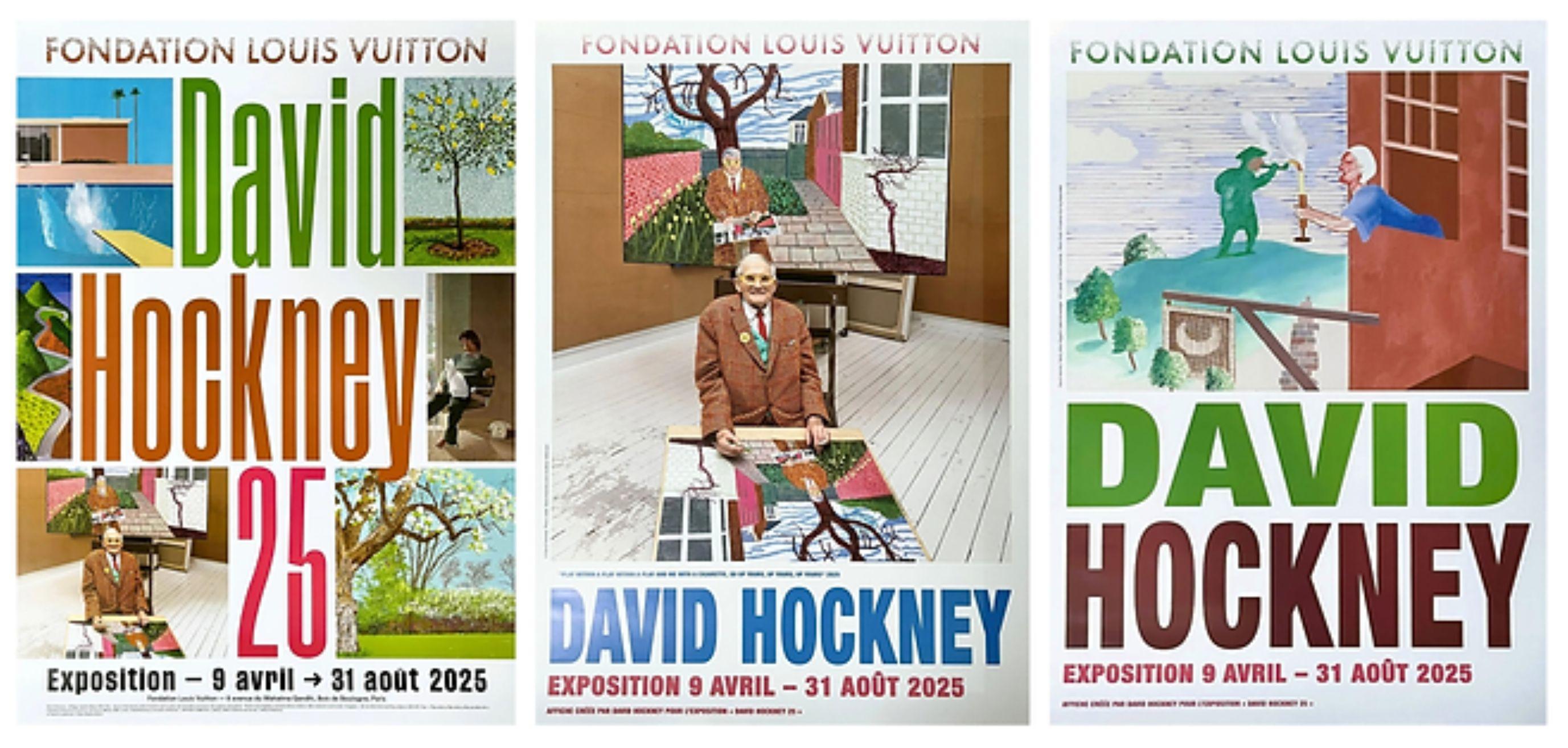 Figurative Print de David Hockney - 25 Exposición Póster Fundación Louis Vuitton (Lote de 3)
