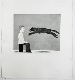 A black cat leaping by David Hockney (Six Fairy Tales from the Brothers Grimm)