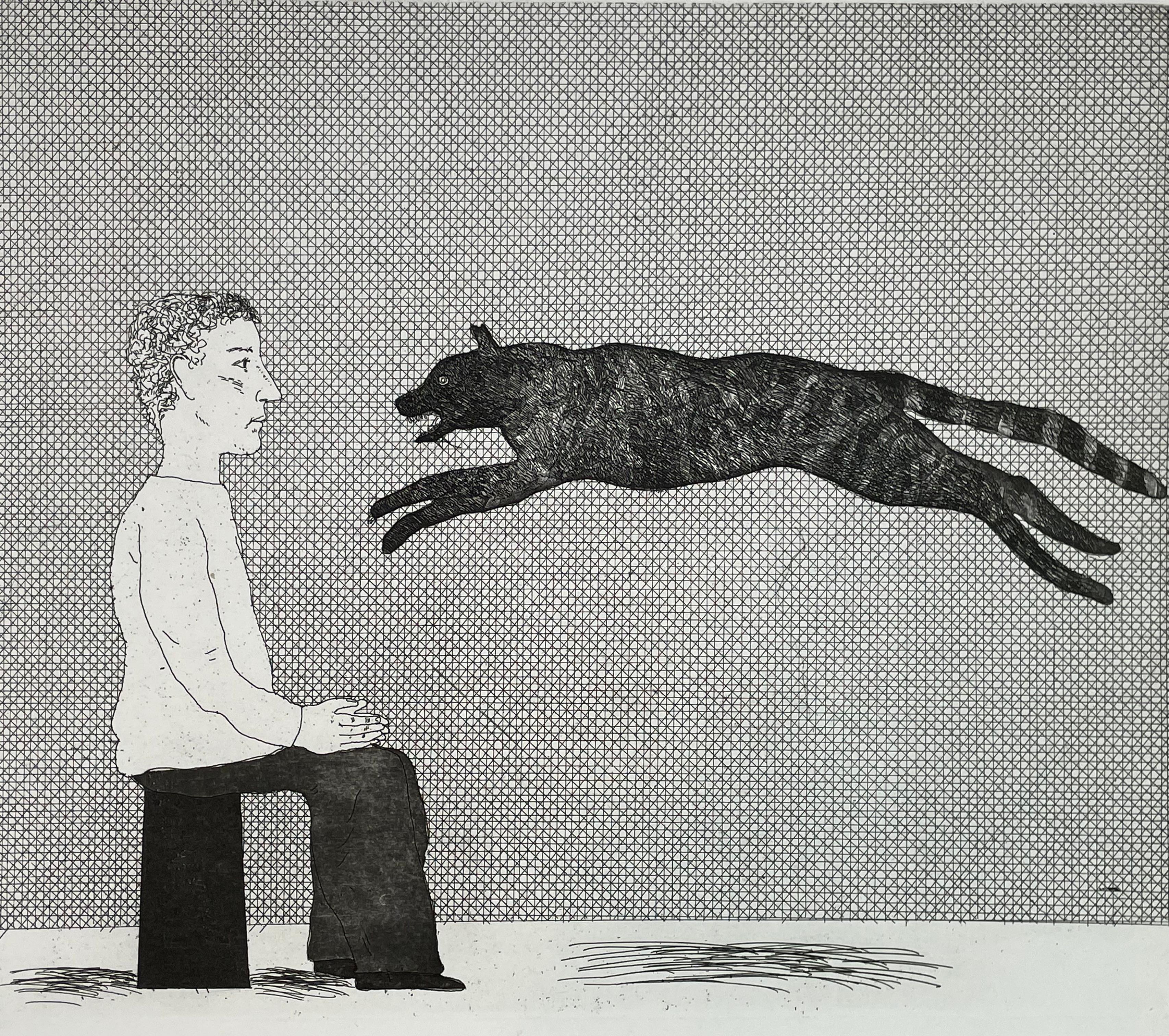 A Black Cat Leaping (from Six Fairy Tales from the Brothers Grimm) David Hockney 1