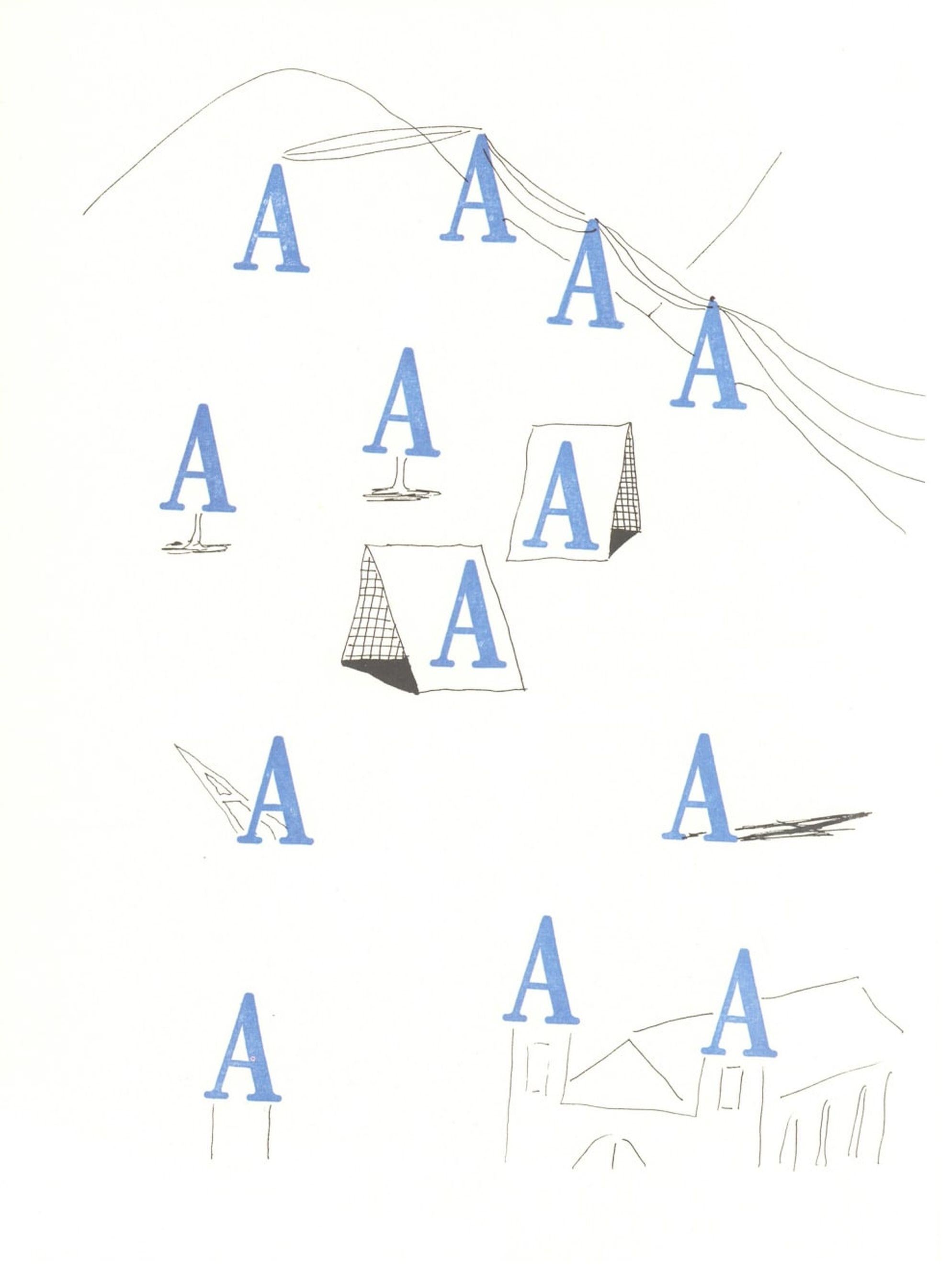 'A' From 'Hockney's Alphabet' 

By David Hockney

David Hockney is a renowned British artist known for his vibrant paintings and innovative use of technology in art. His work often explores themes of perspective and the beauty of everyday life,