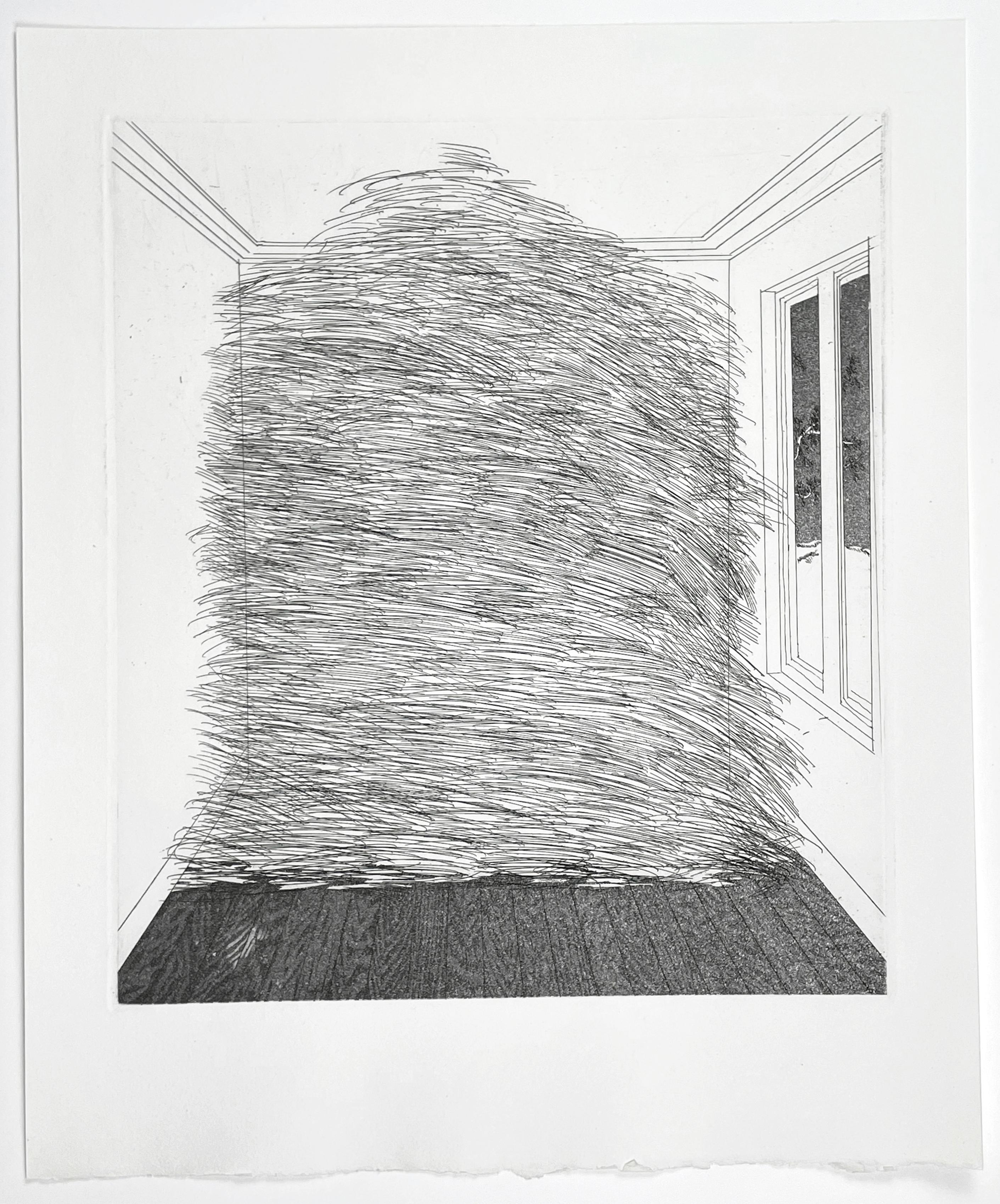 David Hockney Figurative Print - A Room Full of Straw (from Six Fairy Tales from the Brothers Grimm) Hockney