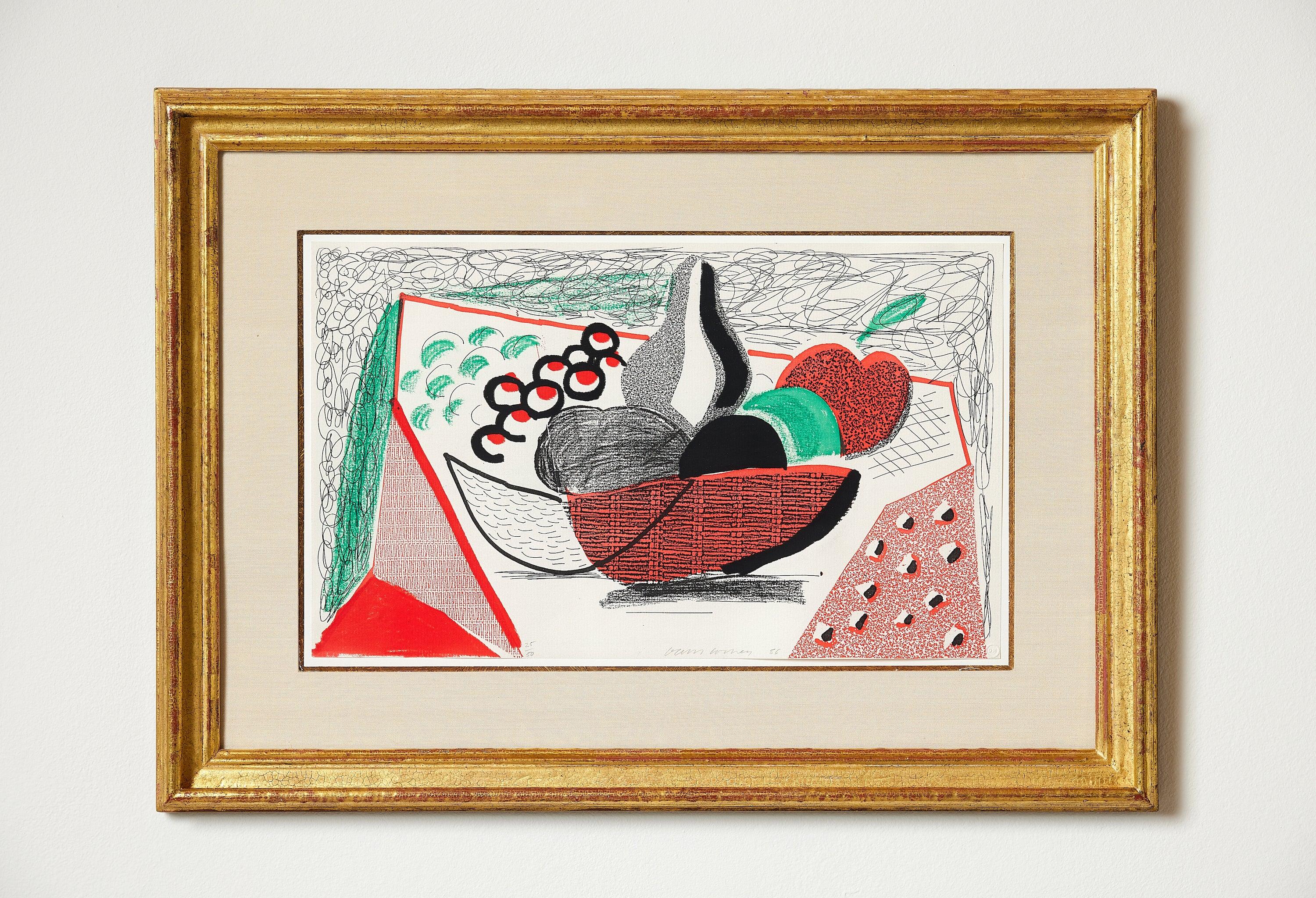 Apples, Pears & Grapes -- Print, Homemade, Still-life by David Hockney 2
