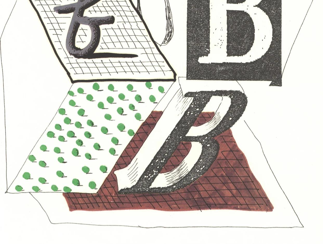 ‘B’ from ‘Hockney’s Alphabet’ - Gray Print by David Hockney
