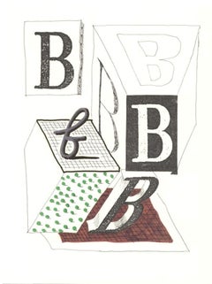 'B', Hockney's Alphabet, David Hockney and Stephen Spender, Lithograph, 1991
