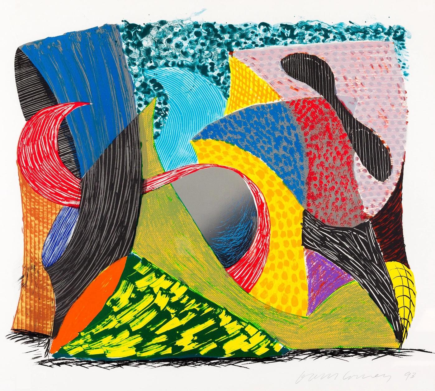 Abstract Print David Hockney - Blue Hang Cliff (MCA Tokyo 335)