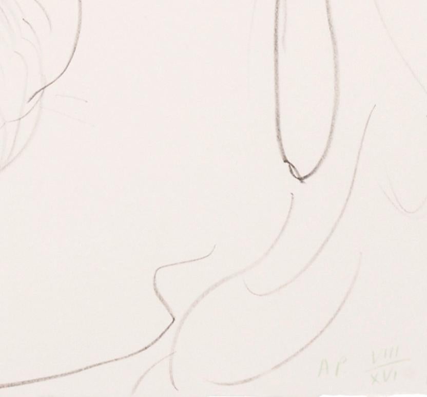 This original lithograph is hand signed in green pencil by the artist 