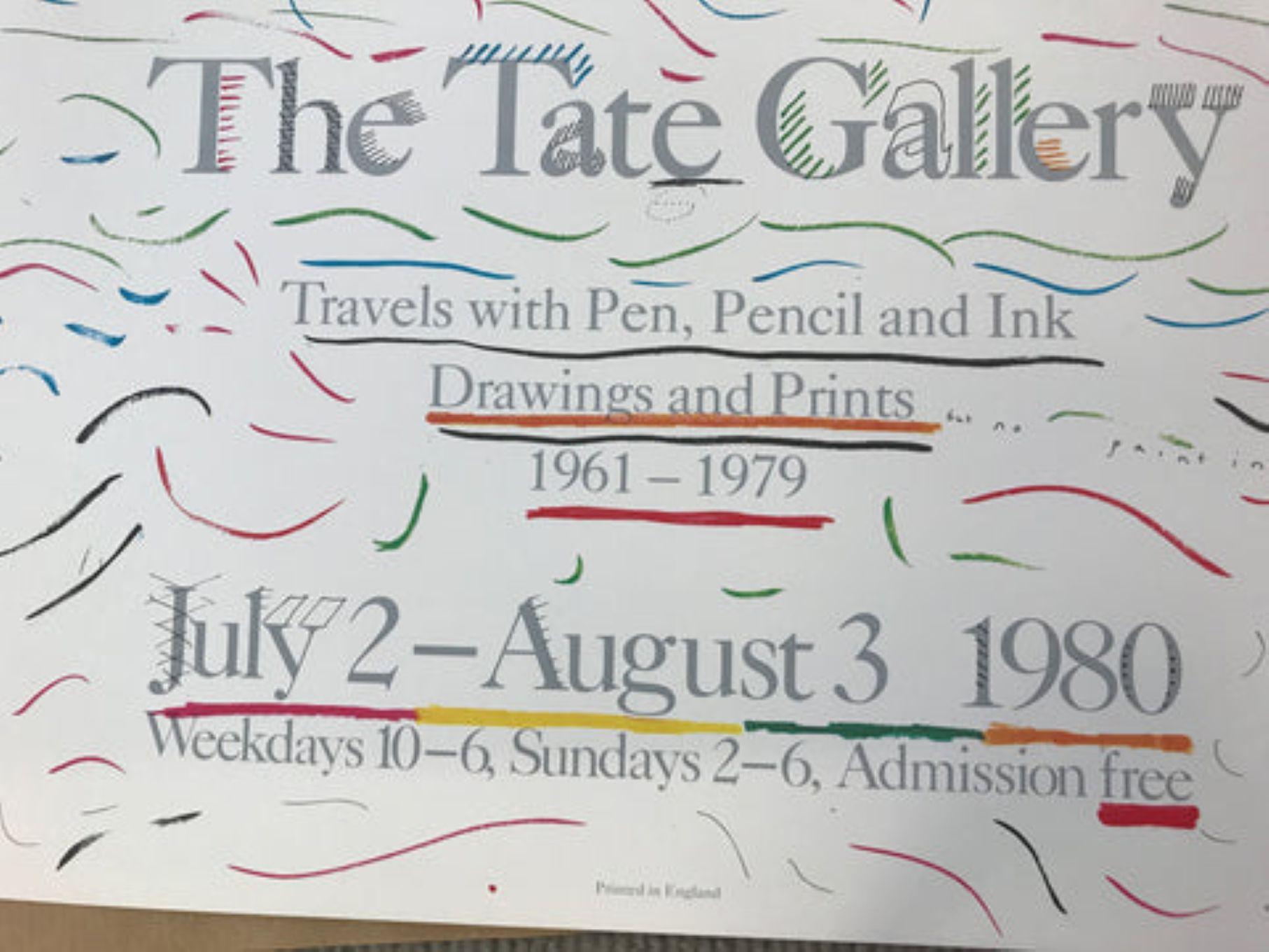 Celia in einem schwarzen Kleid mit weißen Blumen von David Hockney im Angebot 2