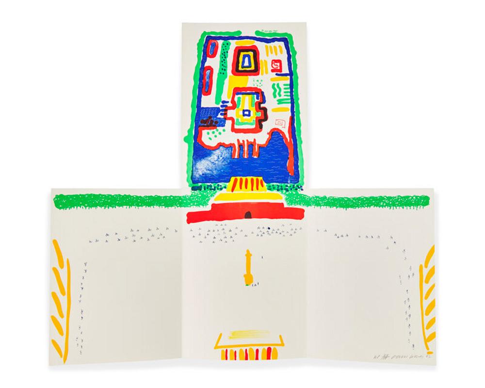 Hardcover book in dust jacket signed by David Hockney and Stephen Spender
From a limited edition of 1,100, numbered 'AP 73/100'
Accompanied by a five-colour folding lithographic print on Somerset paper signed by David Hockney
Housed in original