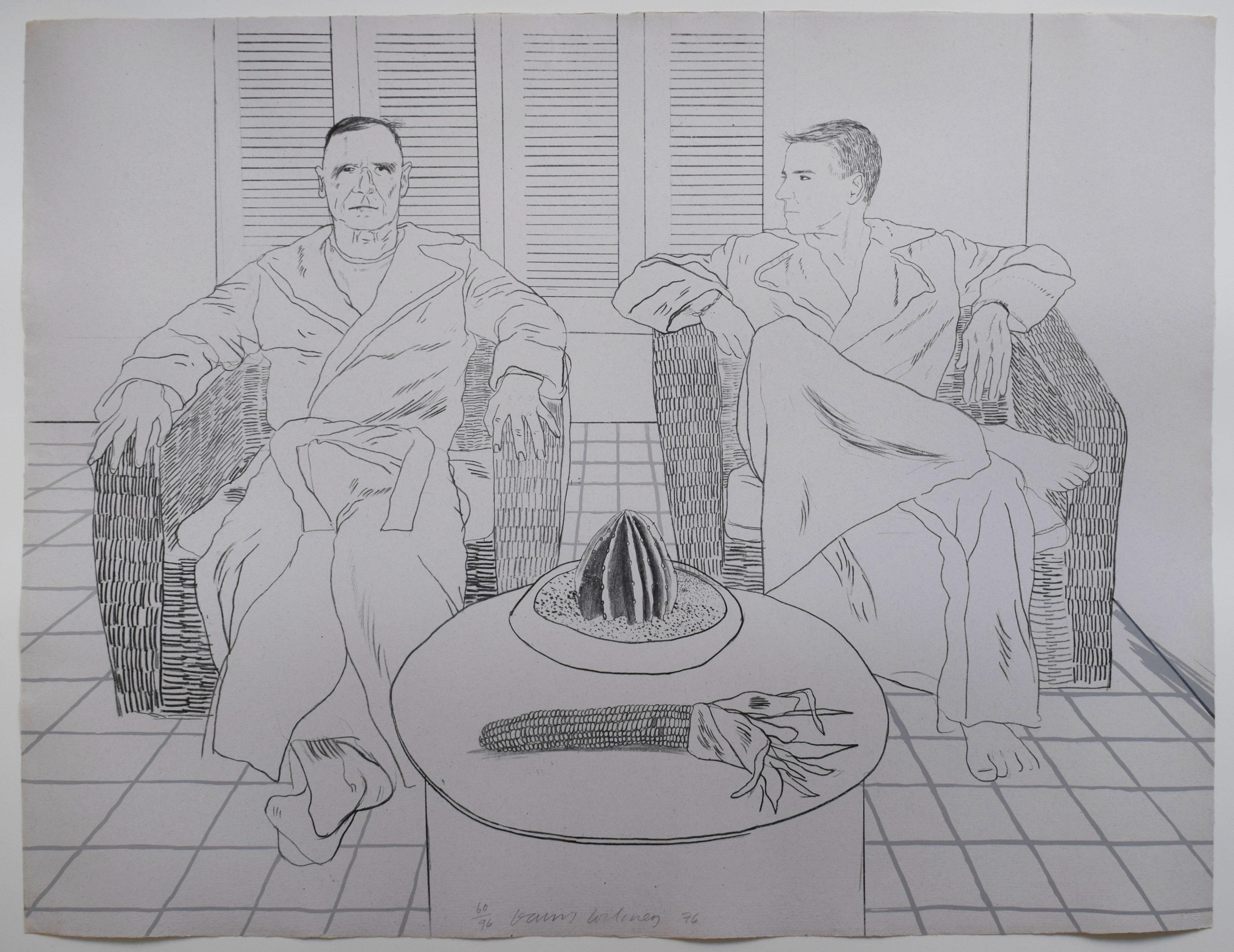 Christopher Isherwood et Don Bachardy, amis - Friends Malibu - Print de David Hockney