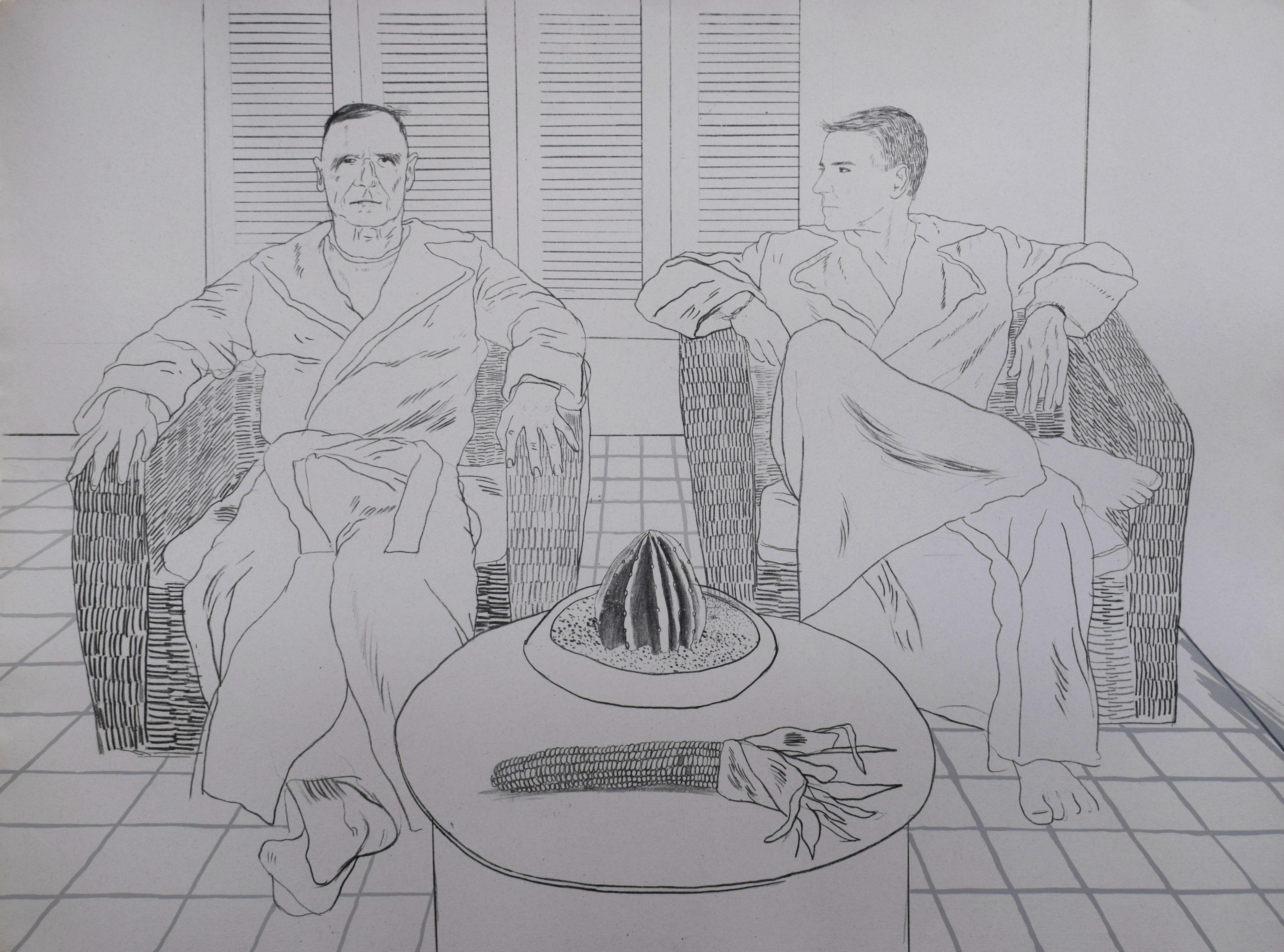 David Hockney Portrait Print - Christopher Isherwood and Don Bachardy, from: Friends - Friends Malibu