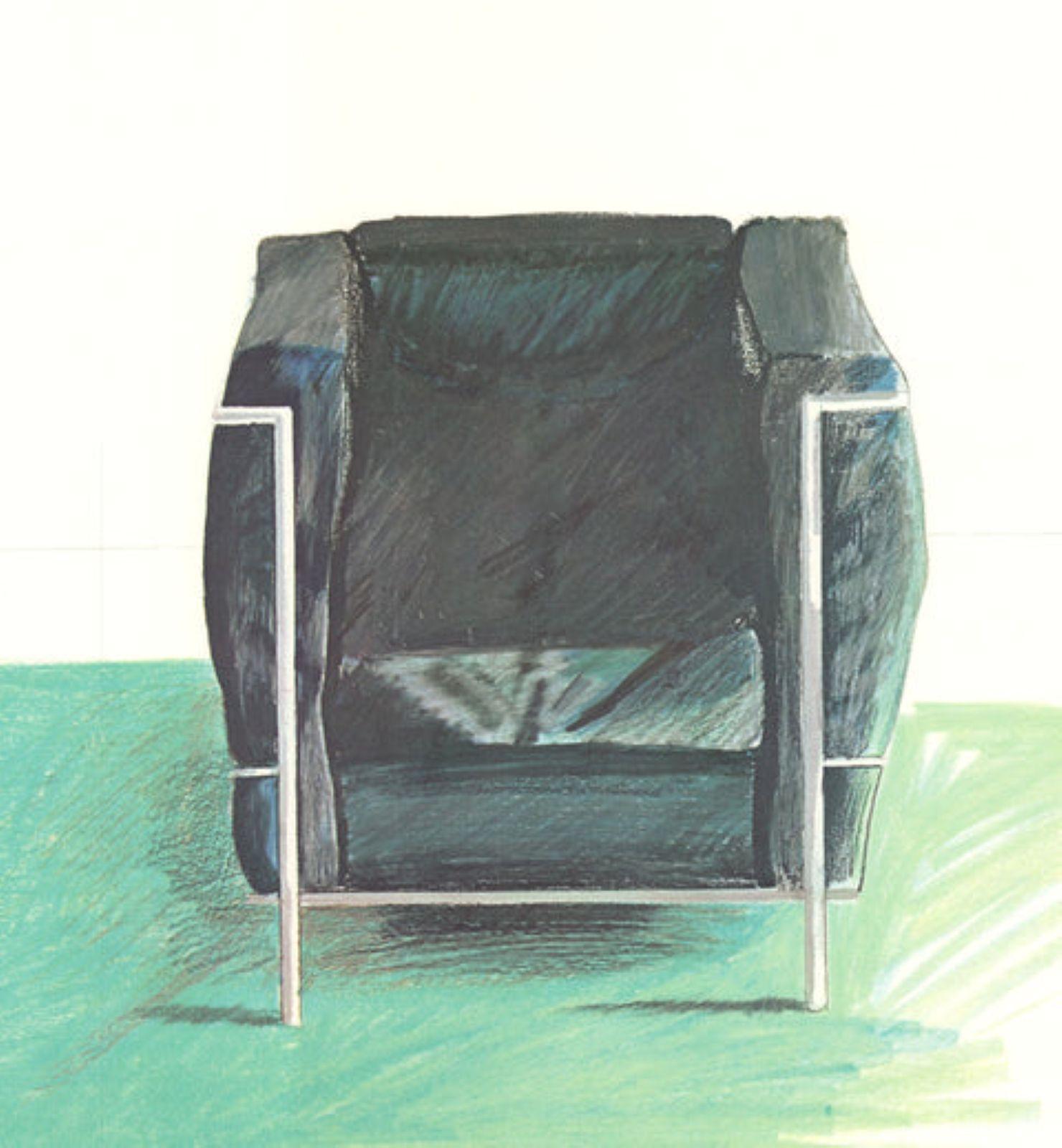 Corbusier-Stuhl und -Teppich (sm) von David Hockney im Angebot 3