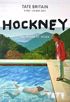 David Hockney - 60 años de trabajo - Tate Britain póster original de arte pop británico