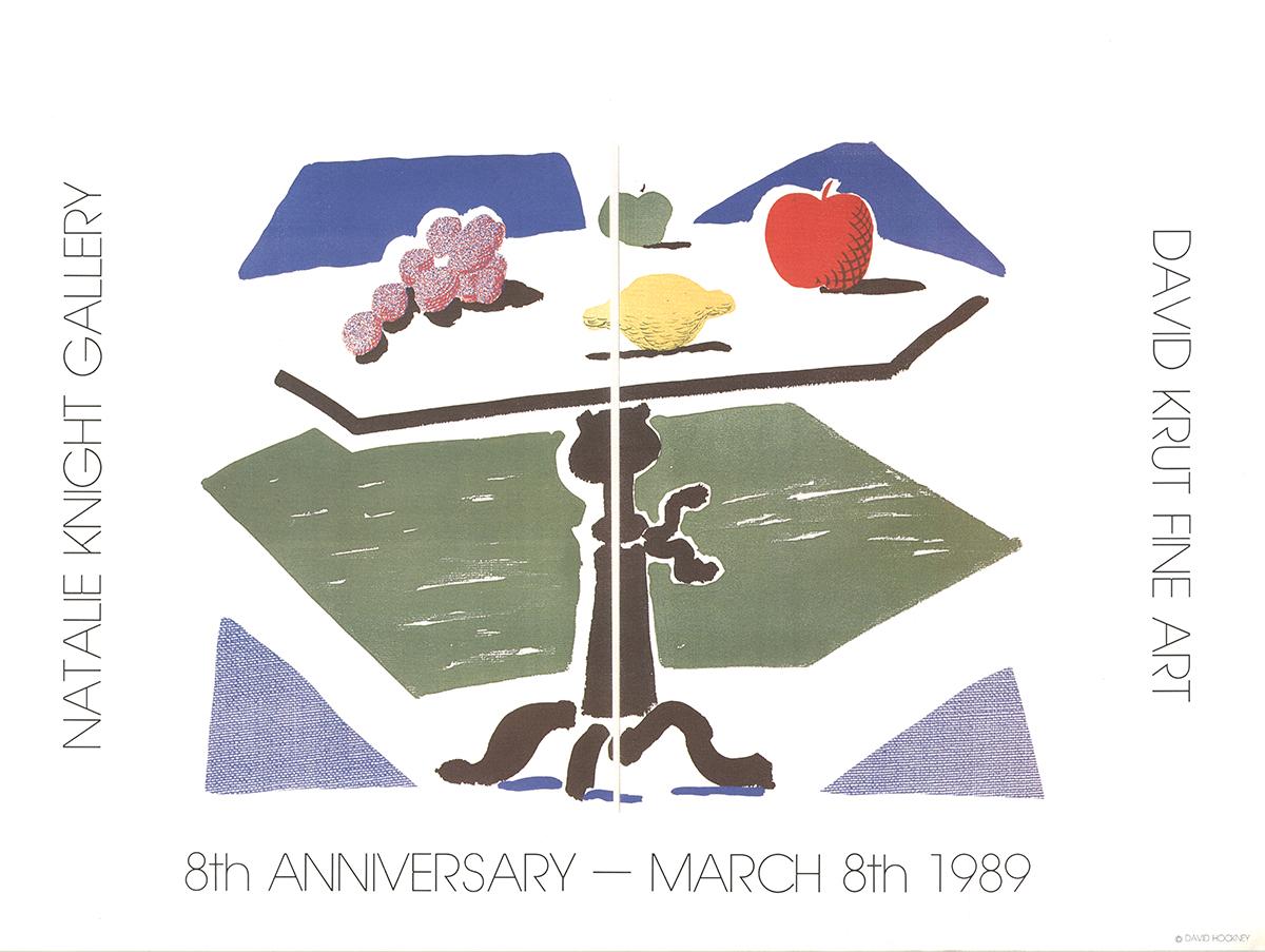 Apple, Grapes, Lemon on a Table- - Print by (after) David Hockney