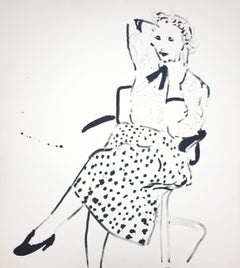 David Hockney Celia in a Polka Dot Skirt" Lithograph and Screenprint