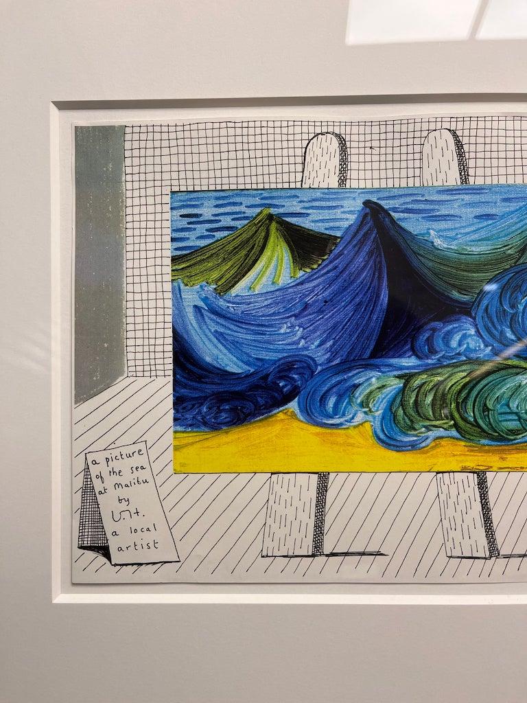David Hockney's 'Christmas Card' is a color laser print created in 1990. Decorated with beautiful colours, framed and in great condition. 

Please let us know if you have any questions!