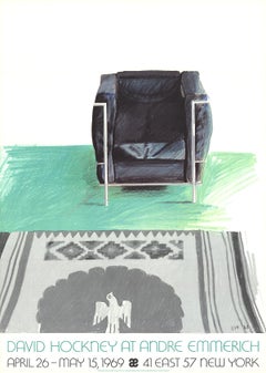 David Hockney-Corbusier Chair and Rug (lg)-36.75" x 26.25"-Lithograph-1969-Pop