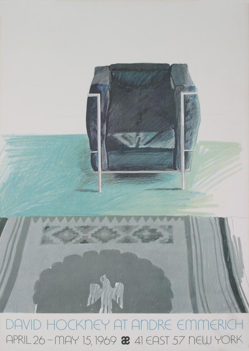 Corbusier Chair and Rug- - Print by (after) David Hockney