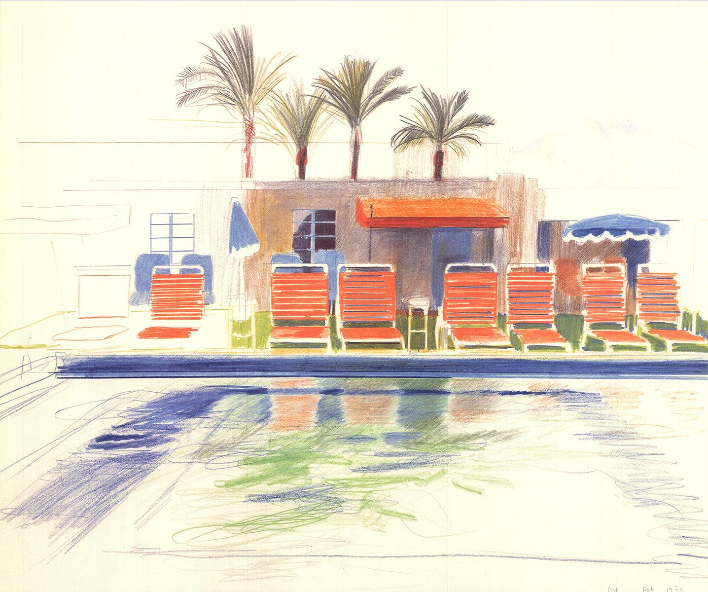 David Hockney 'Eight Sunchairs by a Pool' For Sale 1