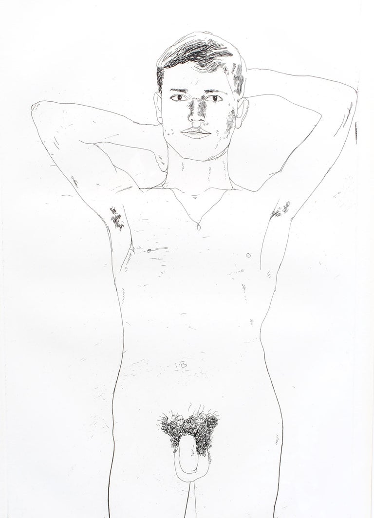 David Hockney Etching Nude Male 1966 Original Poems  - Realist Print by David Hockney