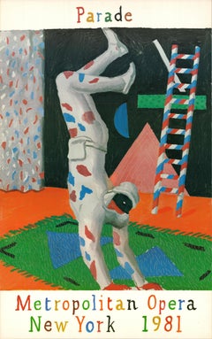 David Hockney 'Harlequin from Parade' 1981, Vintage Offset Print