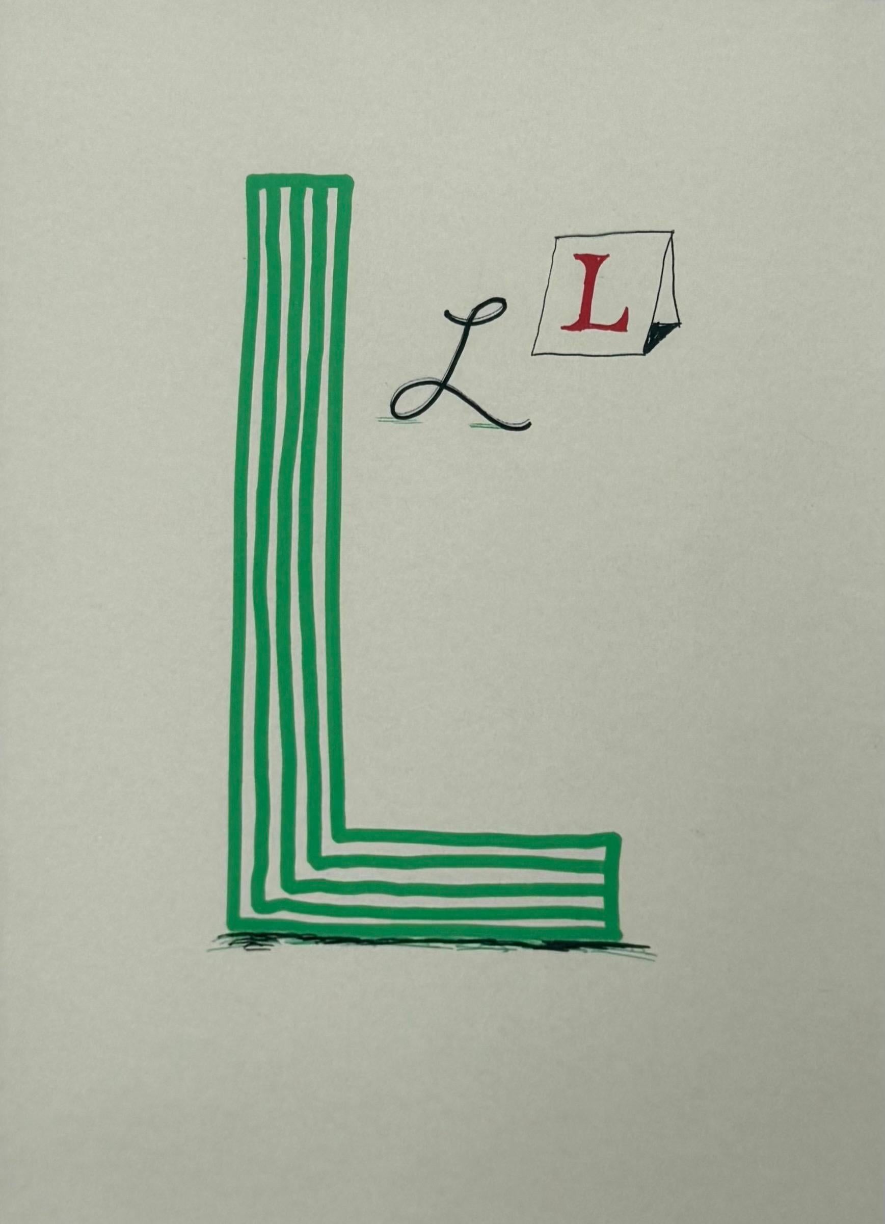 David Hockney — Letter L from Hockney’s Alphabet, 1991 - Lithograph, Framed For Sale 1