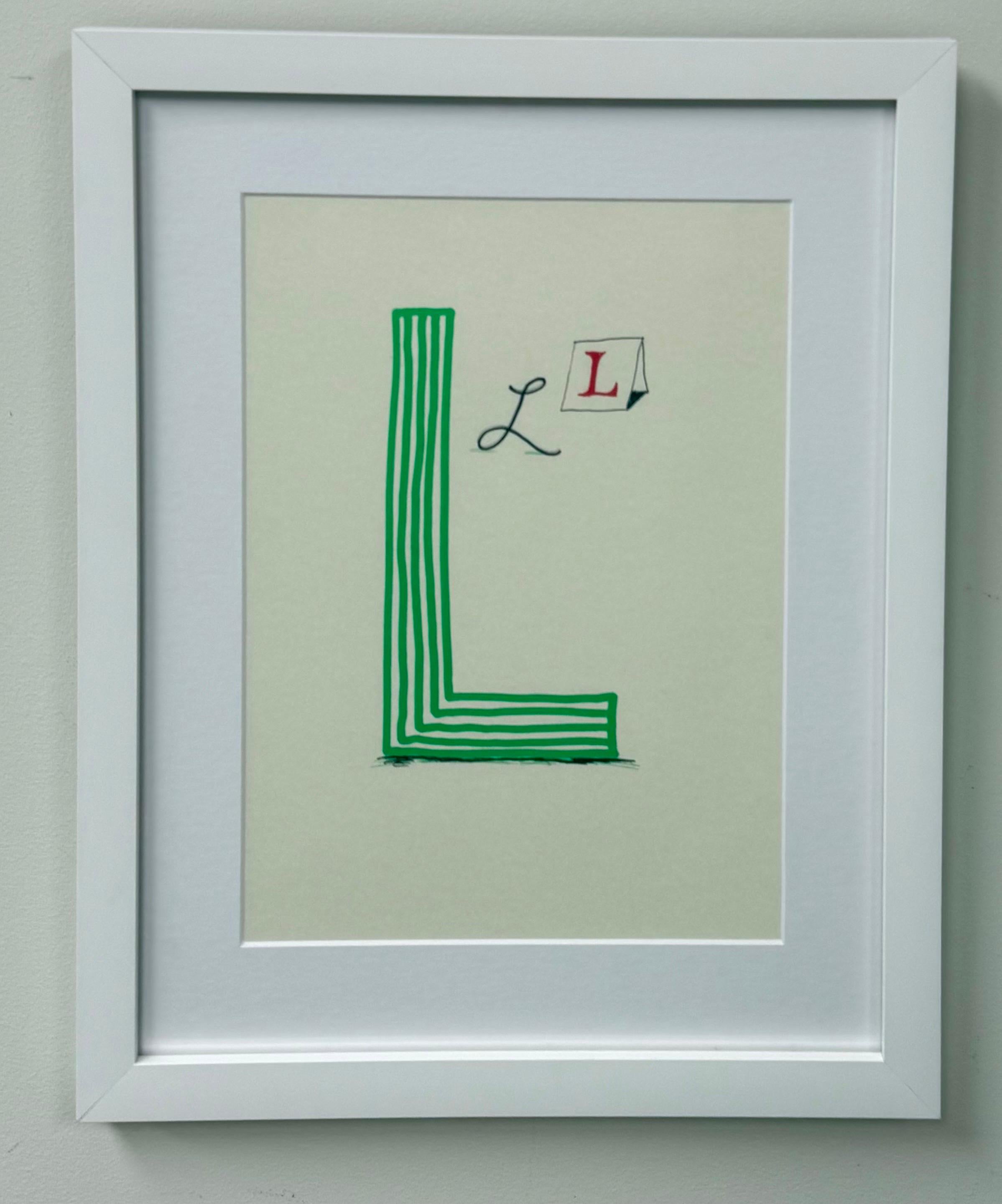 David Hockney - Lettera L dall'Alfabeto di Hockney, 1991 - Litografia, con cornice